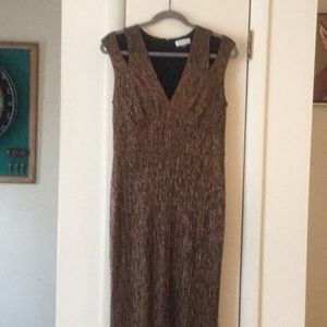 Calvin Klein formal dress brown metallic
